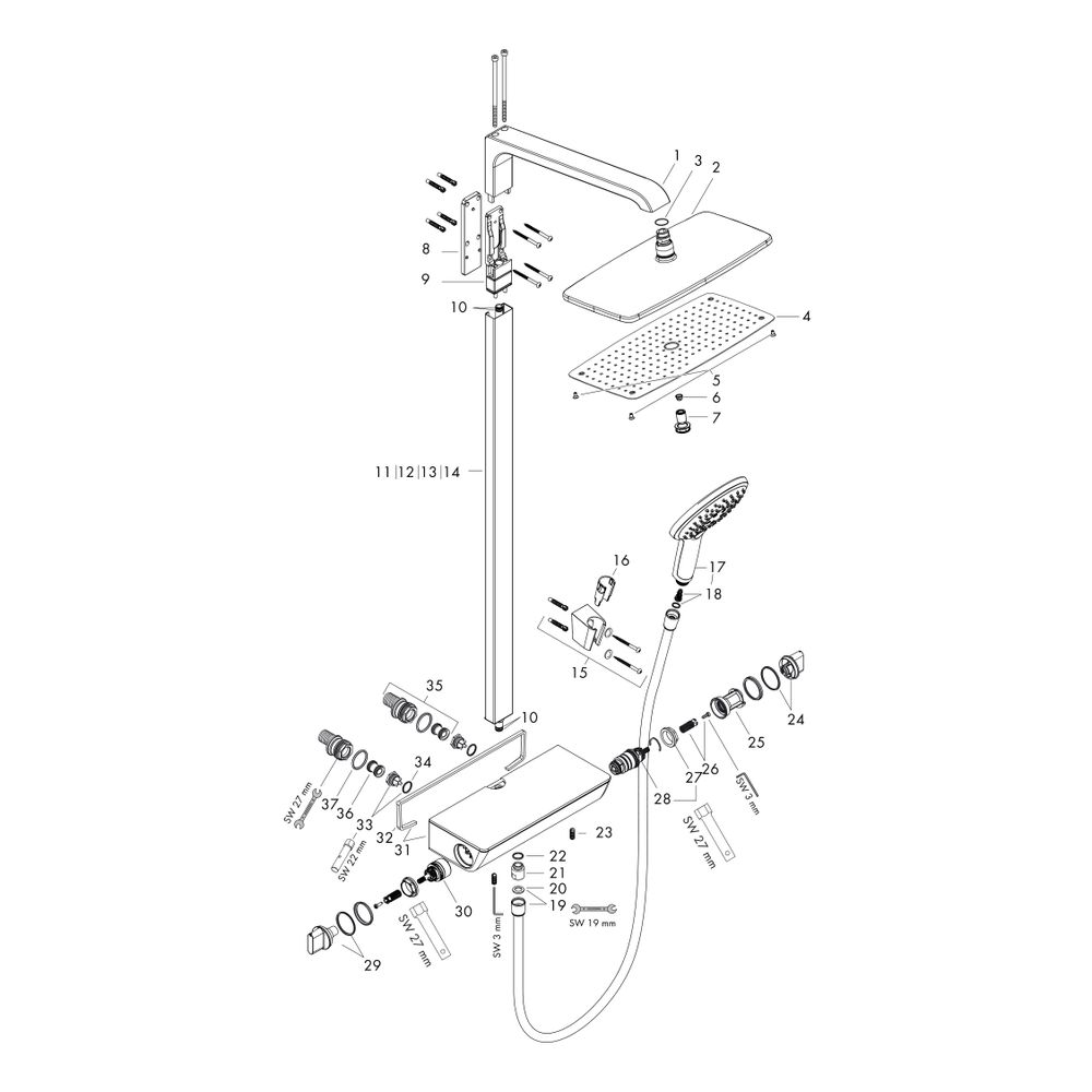 hansgrohe Raindance E Showerpipe 360mm 1jet 15l/min mit Thermostat, Chrom... HANSGROHE-27112000 4011097679549 (Abb. 2)