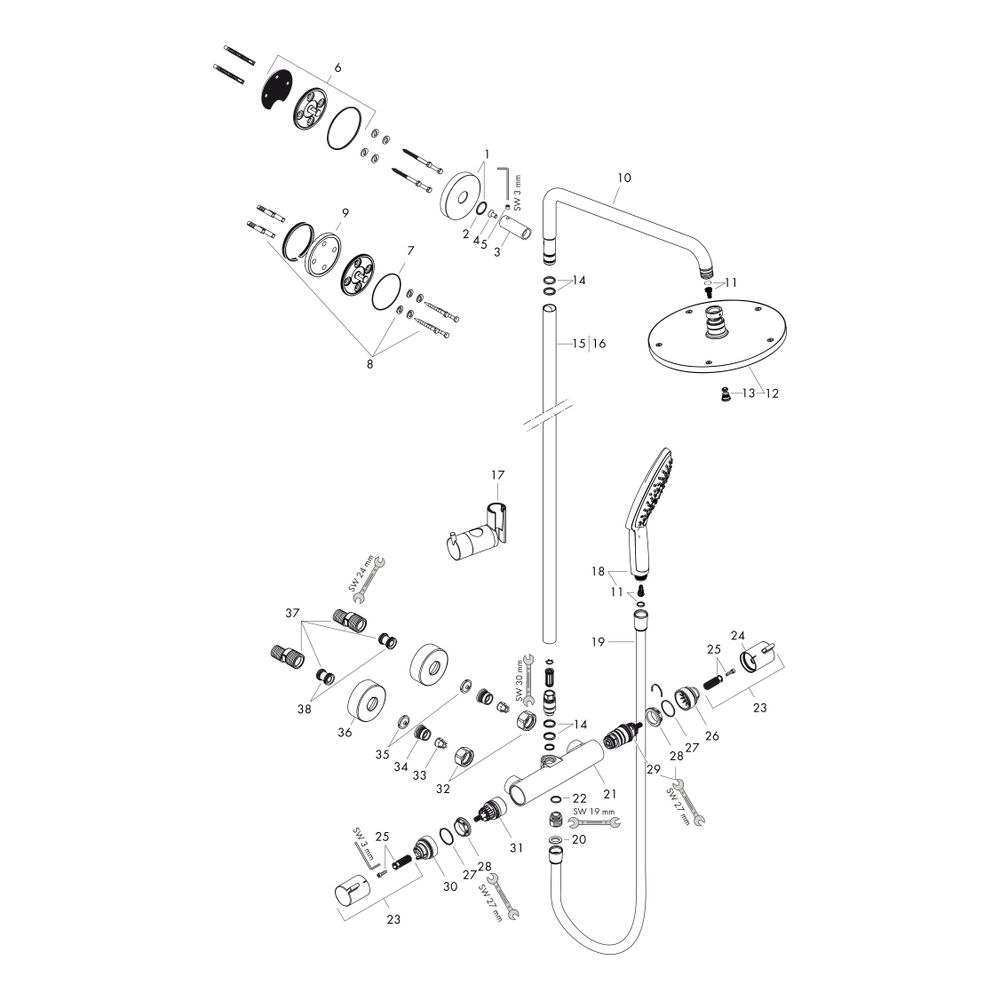 hansgrohe Raindance S Showerpipe 240mm 1jet 16l/min mit Thermostat, Chrom... HANSGROHE-27115000 4011097679594 (Abb. 2)