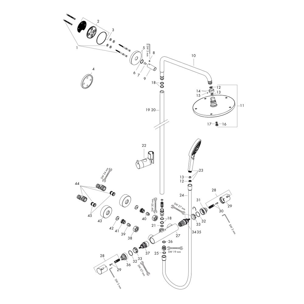 hansgrohe Raindance S Showerpipe 240mm 1jet 9l/min EcoSmart mit Thermostat, Chrom... HANSGROHE-27116000 4011097690117 (Abb. 2)