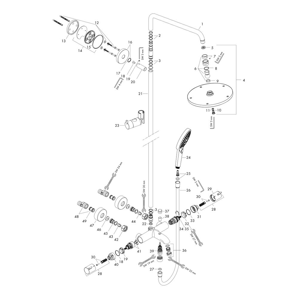 hansgrohe Raindance S Showerpipe 240mm 1jet 20l/min mit Wannenthermostat, Chrom... HANSGROHE-27117000 4011097690124 (Abb. 4)