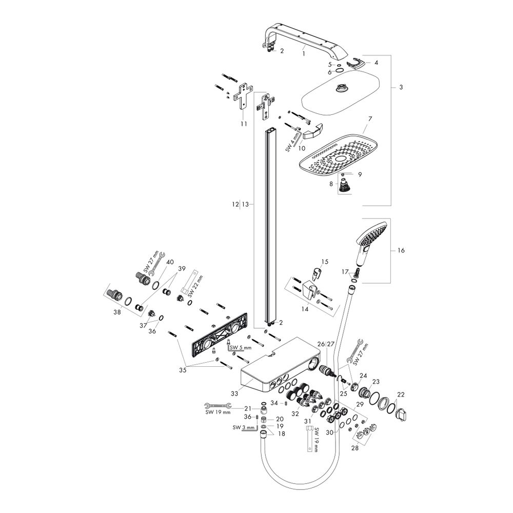 hansgrohe Raindance Select E Showerpipe 300mm 3jet 19l/min Chrom mit ShowerTablet S... HANSGROHE-27127000 4011097716930 (Abb. 2)