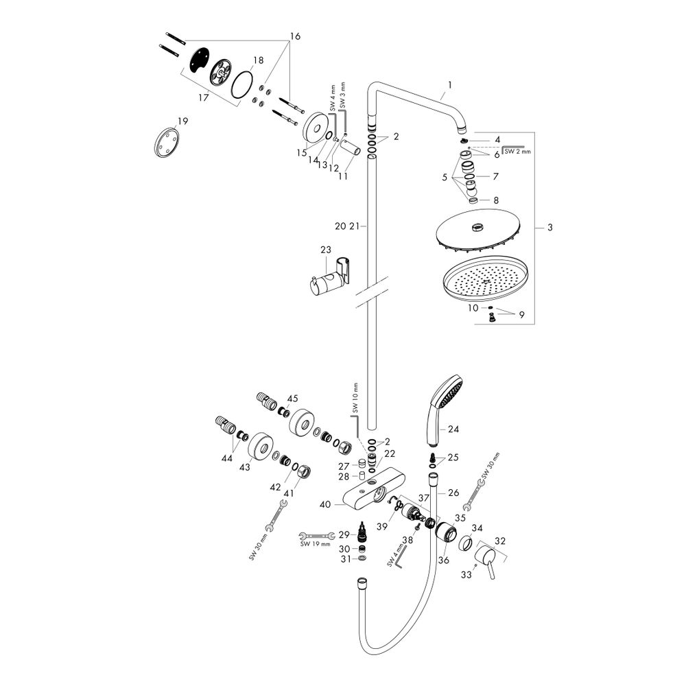 hansgrohe Croma Showerpipe 220mm 1jet 16l/min mit Einhebelmischer, Chrom... HANSGROHE-27222000 4011097690155 (Abb. 2)