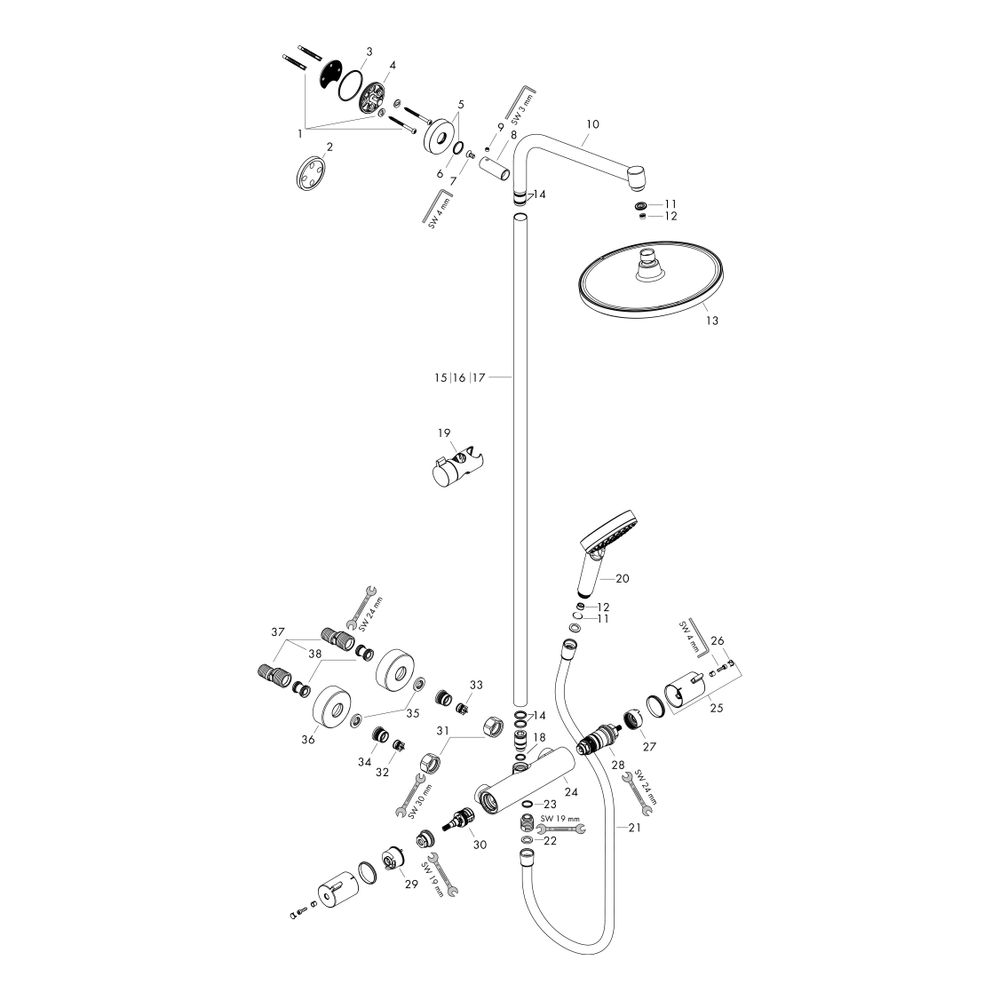 hansgrohe Crometta S Showerpipe 240mm 1jet 6,7l/min EcoSmart mit Thermostat, Chrom... HANSGROHE-27268000 4011097775937 (Abb. 2)