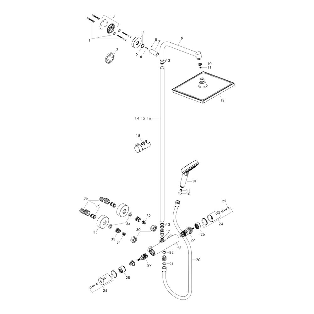 hansgrohe Crometta E Showerpipe 240mm 1jet 6,7l/min EcoSmart mit Thermostat, Chrom... HANSGROHE-27281000 4011097775890 (Abb. 2)