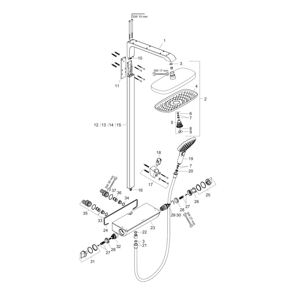 hansgrohe Raindance Select E Showerpipe 300mm 2jet 9l/min EcoSmart mit Thermostat, ... HANSGROHE-27282000 4011097754222 (Abb. 2)