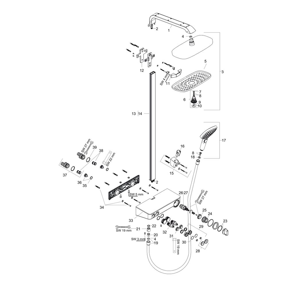 hansgrohe Raindance Select E Showerpipe 300mm 2jet 8,5l/min EcoSmart mit ShowerTabl... HANSGROHE-27283000 4011097755205 (Abb. 2)