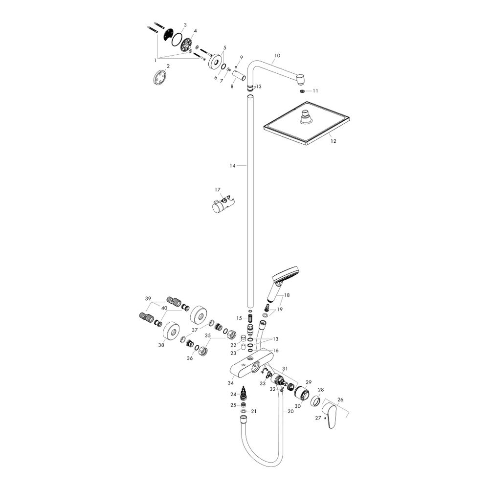 hansgrohe Crometta E Showerpipe 240mm 1jet 15l/min mit Einhebelmischer, Chrom... HANSGROHE-27284000 4011097775883 (Abb. 2)