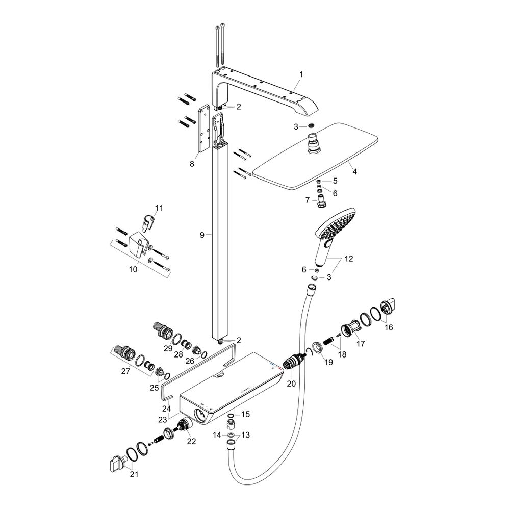 hansgrohe Raindance E Showerpipe 360mm 1jet 9l/min EcoSmart mit Thermostat, Weiß/Ch... HANSGROHE-27286400 4011097754253 (Abb. 2)