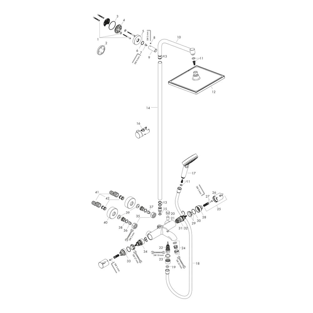 hansgrohe Crometta E Showerpipe 240mm 1jet 19,5l/min mit Wannenthermostat, Chrom... HANSGROHE-27298000 4011097801681 (Abb. 3)