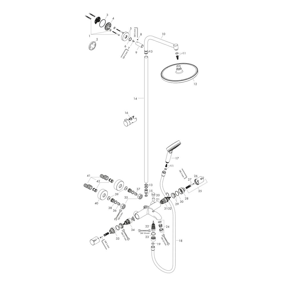 hansgrohe Crometta S Showerpipe 240mm 1jet 20,5l/min mit Wannenthermostat, Chrom... HANSGROHE-27320000 4011097801674 (Abb. 3)