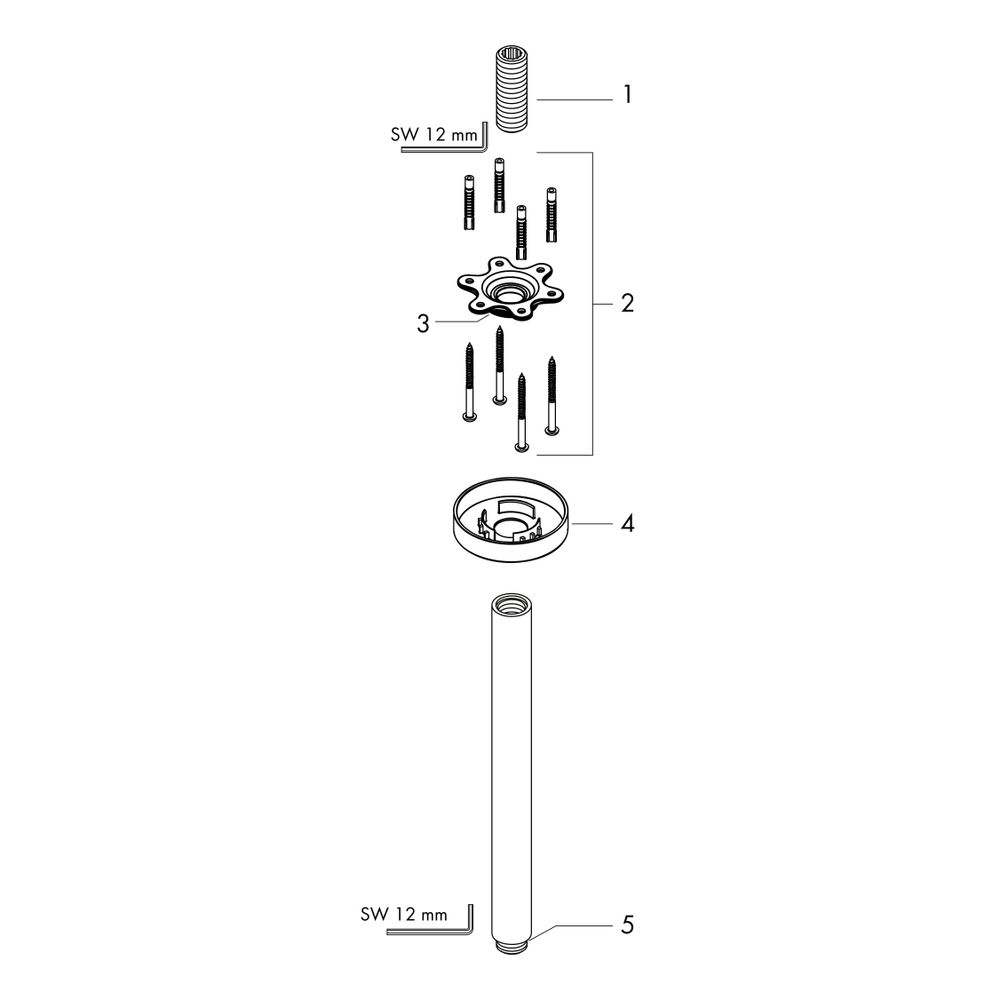 hansgrohe Deckenanschluss S 300mm DN 15 Aufputz, Mattschwarz... HANSGROHE-27389670 4059625234495 (Abb. 2)