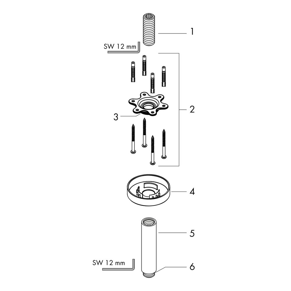 hansgrohe Deckenanschluss S 100mm DN 15 Aufputz, Mattschwarz... HANSGROHE-27393670 4059625234440 (Abb. 2)