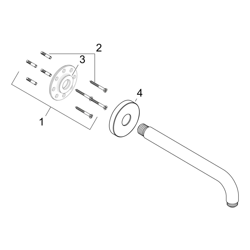 hansgrohe Brausearm DN15 233mm Ausladung 90° Nickel poliert ohne Kugelgelenk... HANSGROHE-27409820 4011097511795 (Abb. 2)