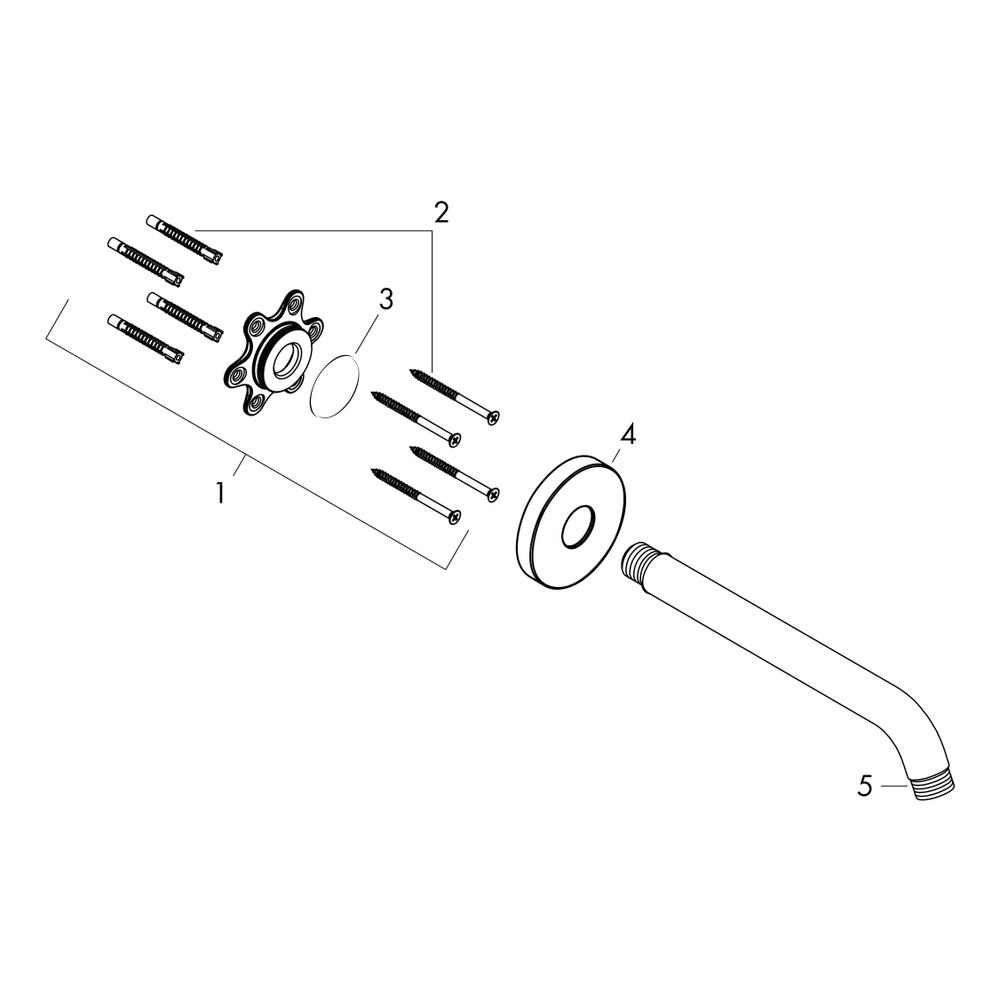 hansgrohe Brausearm 230mm DN 15, Chrom, Ausladung 67 Grad ohne Kugelgelenk... HANSGROHE-27412000 4011097112947 (Abb. 2)