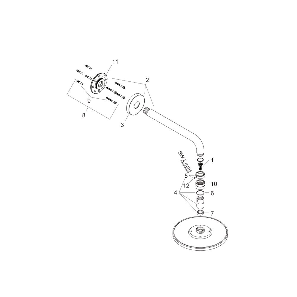 hansgrohe Raindance S Kopfbrause 240mm 1jet 8l/min EcoSmart mit Brausearm 390mm, Ch... HANSGROHE-27461000 4011097528205 (Abb. 3)