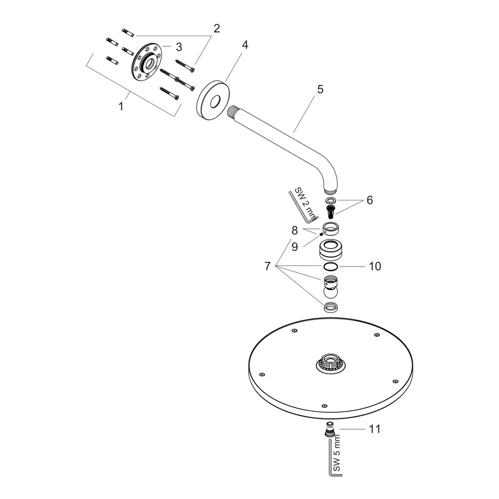 hansgrohe Raindance S Kopfbrause 300mm 1jet 18l/min mit Brausearm 460mm, Chrom... HANSGROHE-27492000 4011097583556 (Abb. 2)