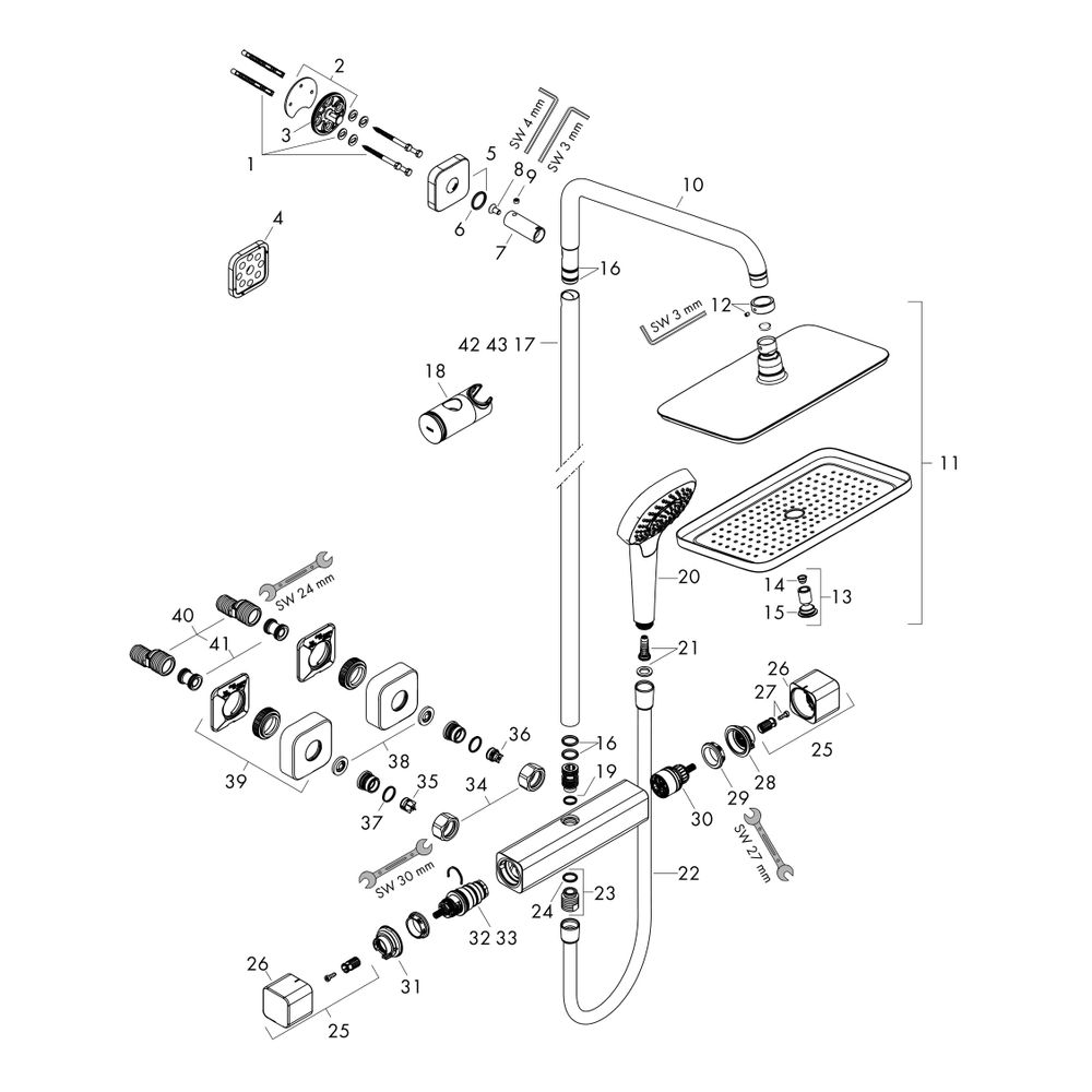 hansgrohe Croma E Showerpipe 280mm 1jet 15l/min mit Thermostat Ecostat E, Chrom... HANSGROHE-27630000 4059625196052 (Abb. 2)