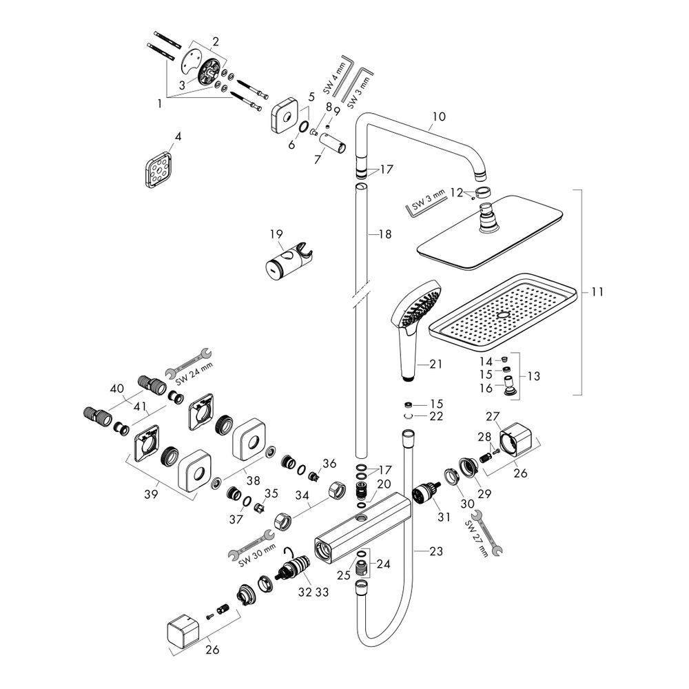 hansgrohe Croma E Showerpipe 280mm 1jet 8,5l/min EcoSmart mit Thermostat, Chrom... HANSGROHE-27660000 4059625196045 (Abb. 2)