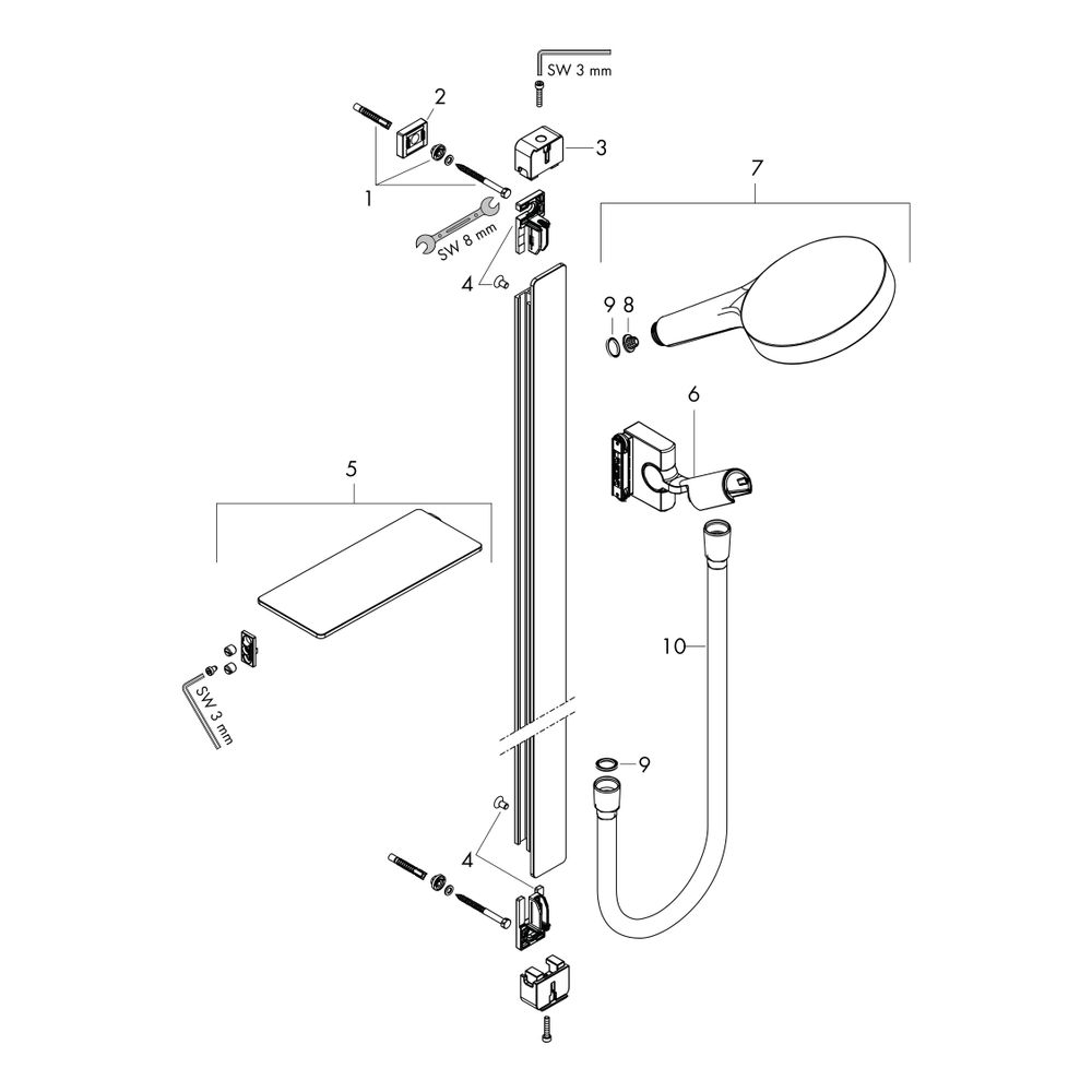 hansgrohe Rainfinity Brauseset 130mm 3jet mit Brausestange 900mm 14l/min Ablage, Ch... HANSGROHE-27671000 4059625214145 (Abb. 2)