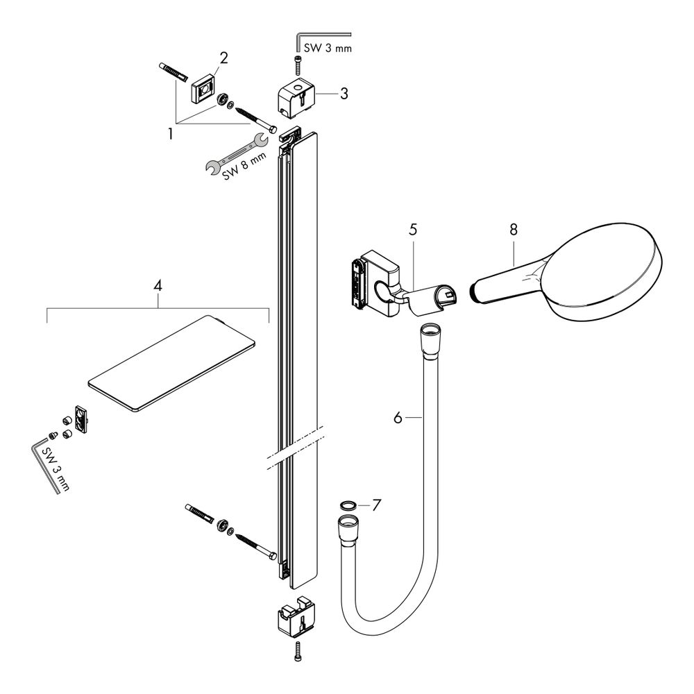 hansgrohe Rainfinity Brauseset 130mm 3jet mit Brausestange 1500mm 14l/min Ablagen, ... HANSGROHE-27673000 4059625214169 (Abb. 2)