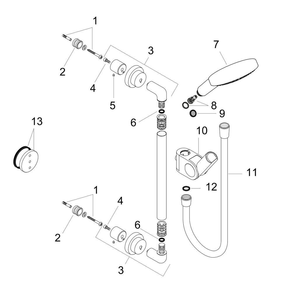 Hansgrohe AXOR Brausenset Citterio 900mm, Handbrause 120mm, 3jet, 15l/min, Chrom... HANSGROHE-27991000 4011097733104 (Abb. 2)