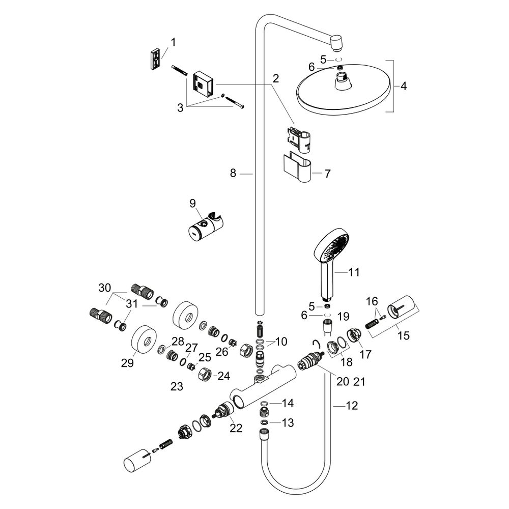Hansgrohe Activera S Showerpipe Duschsystem 1jet EcoSmartPlus, Kopfbrause 240mm, Ha... HANSGROHE-28083000 4059625605189 (Abb. 5)