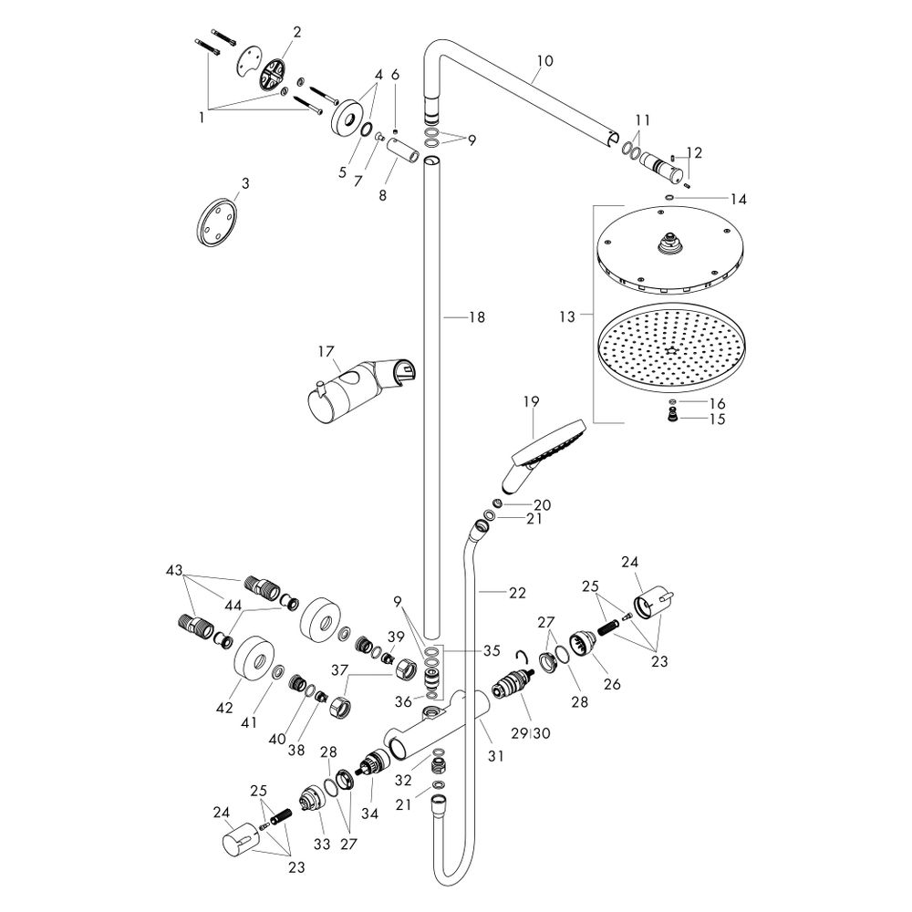 Hansgrohe Raindance S Showerpipe Duschsystem 240mm, 1jet PowderRain EcoSmart, Therm... HANSGROHE-28823670 4059625603536 (Abb. 4)