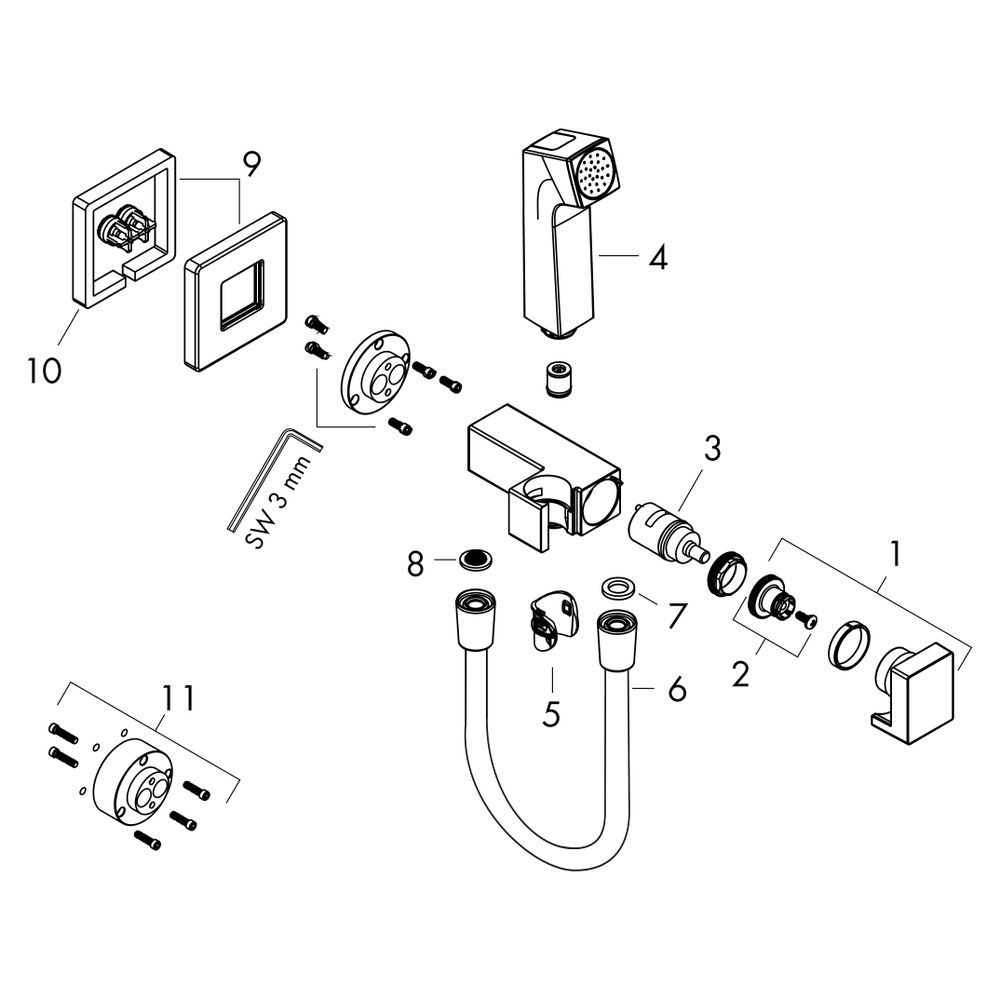 Hansgrohe Bidette Handbrause 1jet E EcoSmart 6,2l/min für Warmwasser, Brausehalter,... HANSGROHE-29233340 4059625406137 (Abb. 4)