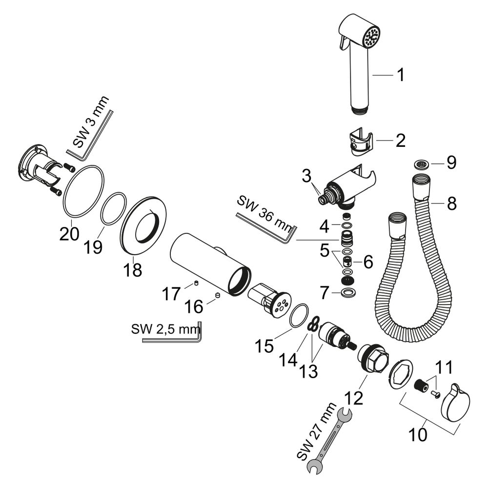Hansgrohe AXOR Bidette Showers Handbrause 1jet rund für MW, Brausehalter, Brausesch... HANSGROHE-29242140 4059625756652 (Abb. 4)