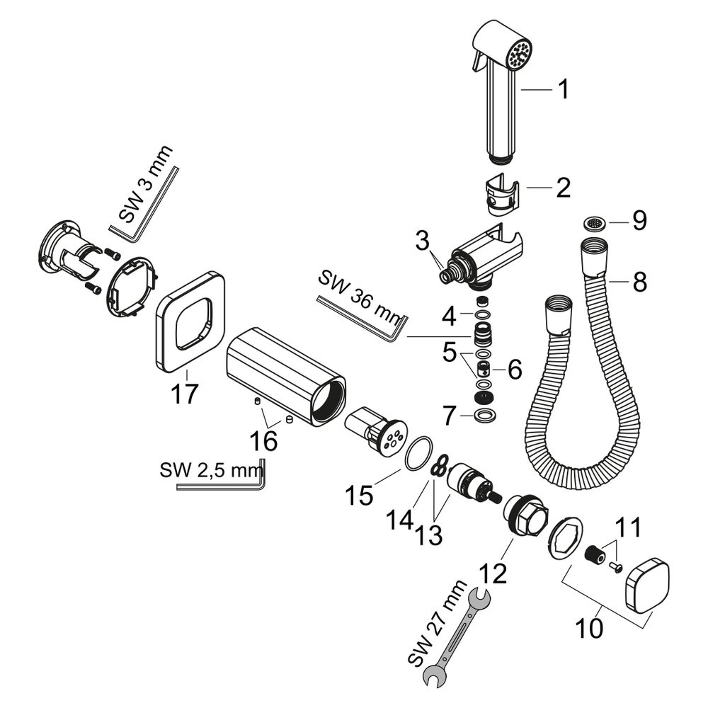 Hansgrohe AXOR Bidette Showers Handbrause 1jet softsquare für MW, Brausehalter, Bra... HANSGROHE-29243250 4059625634882 (Abb. 4)