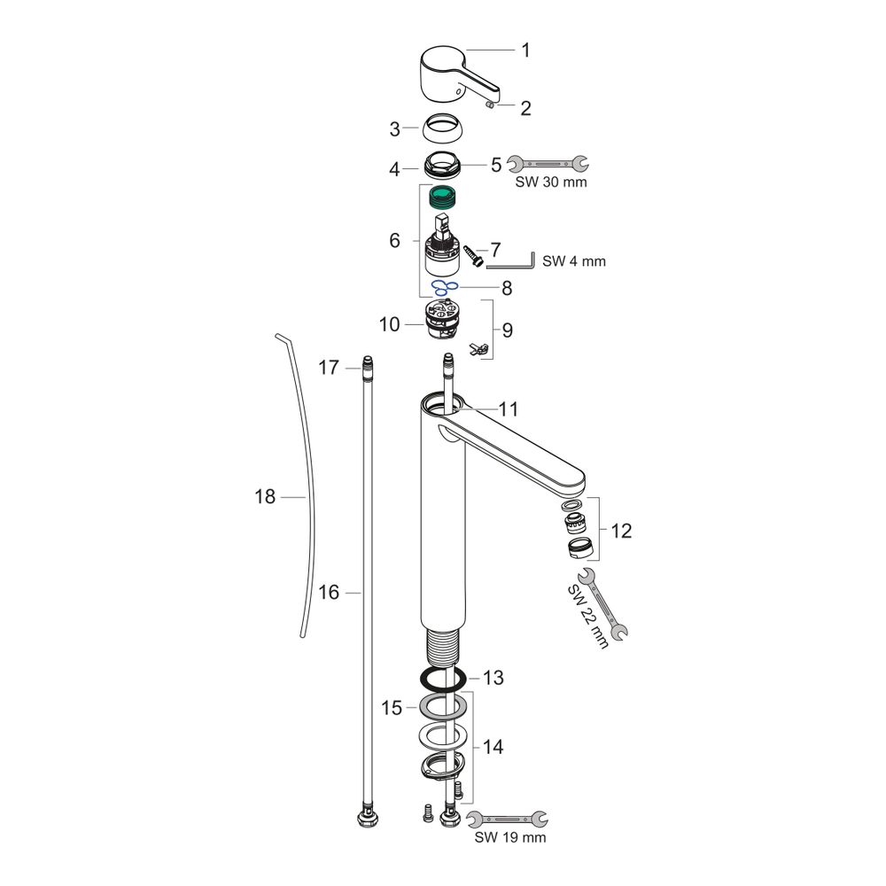 hansgrohe Waschtischmischer Metris S Highriser chrom... HANSGROHE-31022000 4011097576602 (Abb. 2)