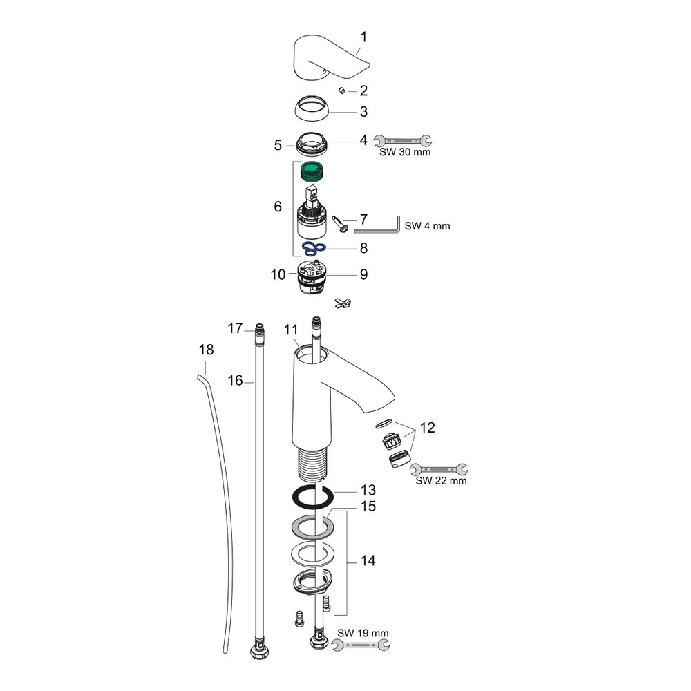 hansgrohe Metris Einhebel-Waschtischmischer 110mm 5l/min mit Zugstangen-Garnitur, C... HANSGROHE-31080000 4011097660967 (Abb. 3)