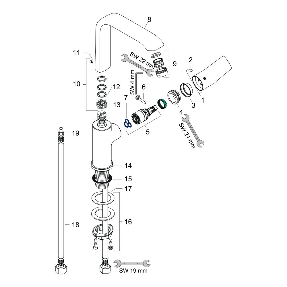 hansgrohe Metris Einhebel-Waschtischmischer 230mm 5l/min ohne Garnitur, Chrom... HANSGROHE-31081000 4011097660974 (Abb. 2)