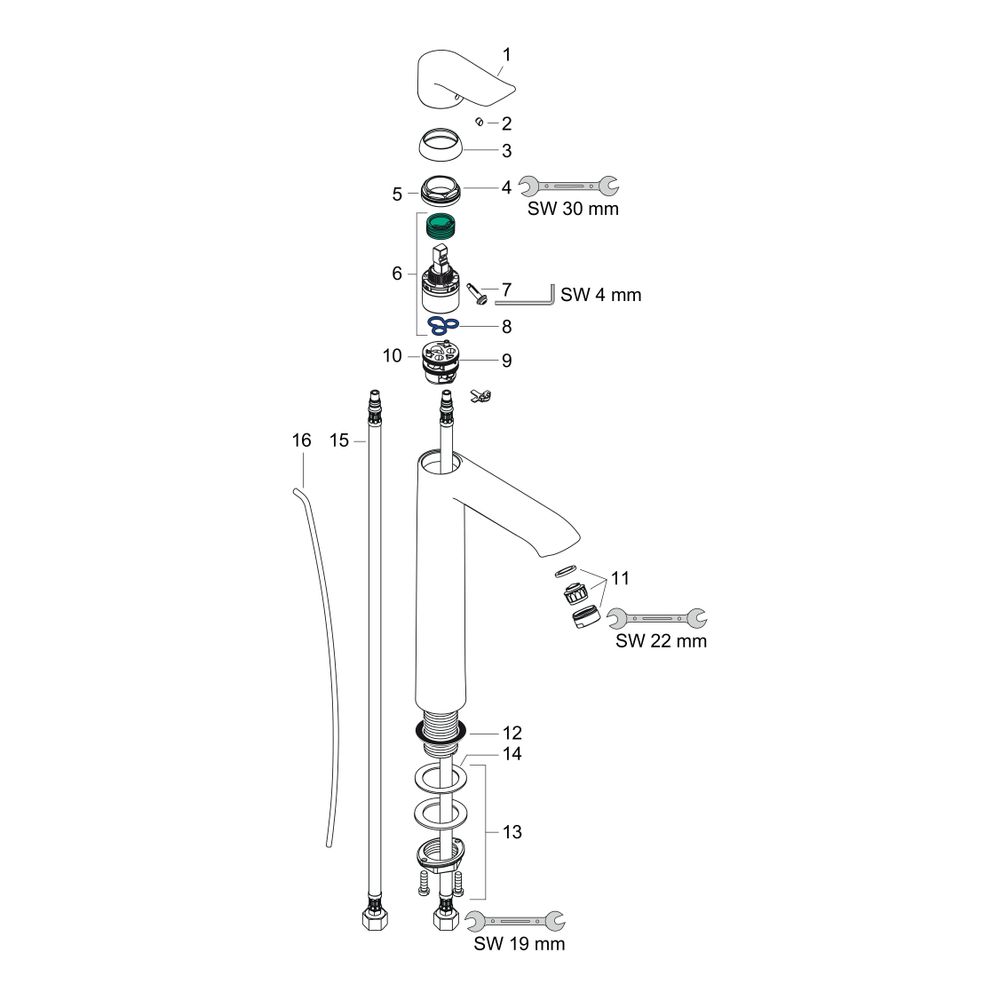 hansgrohe Metris Einhebel-Waschtischmischer 260mm 5l/min für Aufsatzwaschtische mit... HANSGROHE-31082000 4011097660981 (Abb. 3)