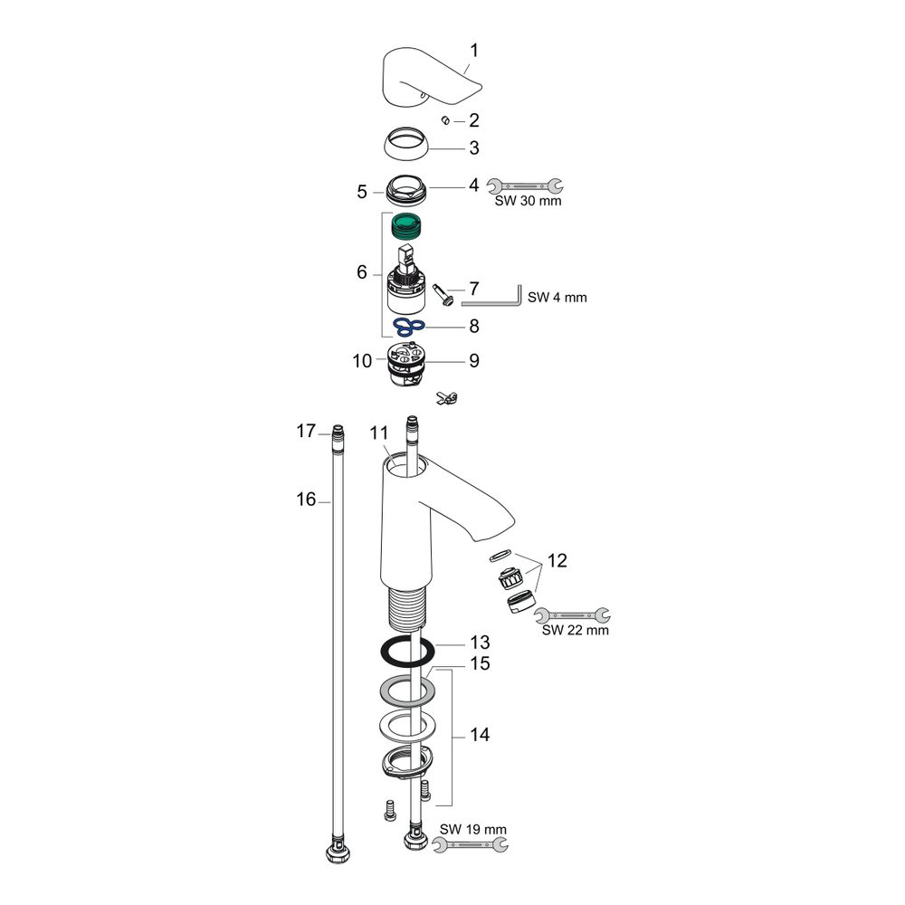 hansgrohe Metris Einhebel-Waschtischmischer 110mm 5l/min ohne Garnitur, Chrom... HANSGROHE-31084000 4011097661001 (Abb. 2)