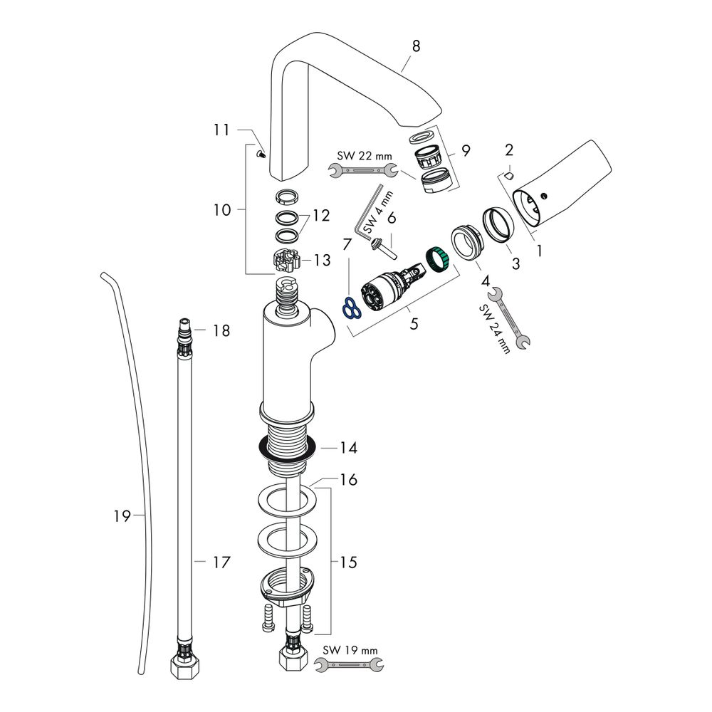 hansgrohe Metris Einhebel-Waschtischmischer 230mm 5l/min mit Zugstangen-Garnitur, C... HANSGROHE-31087000 4011097651231 (Abb. 2)