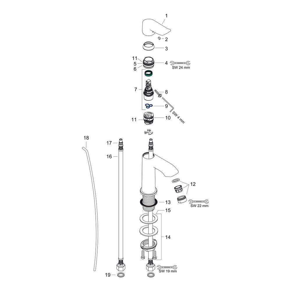 hansgrohe Metris Einhebel-Waschtischmischer 100mm 5l/min für Handwaschbecken mit Zu... HANSGROHE-31088000 4011097661032 (Abb. 2)