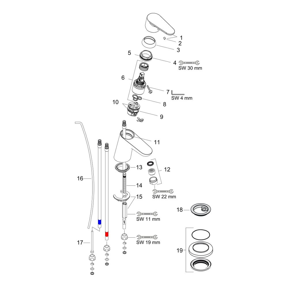 hansgrohe Focus Einhebel-Waschtischmischer 70mm, Chrom für Niederdruck/offene Warmw... HANSGROHE-31132000 4011097678030 (Abb. 3)