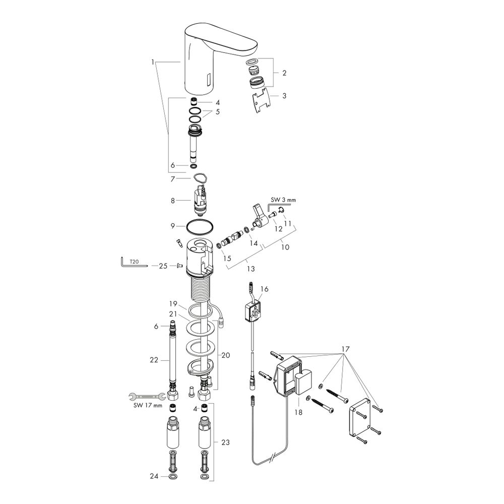 hansgrohe Focus Elektronik-Waschtischmischer 130mm 5l/min mit Mischung und Temperat... HANSGROHE-31171000 4011097679112 (Abb. 2)