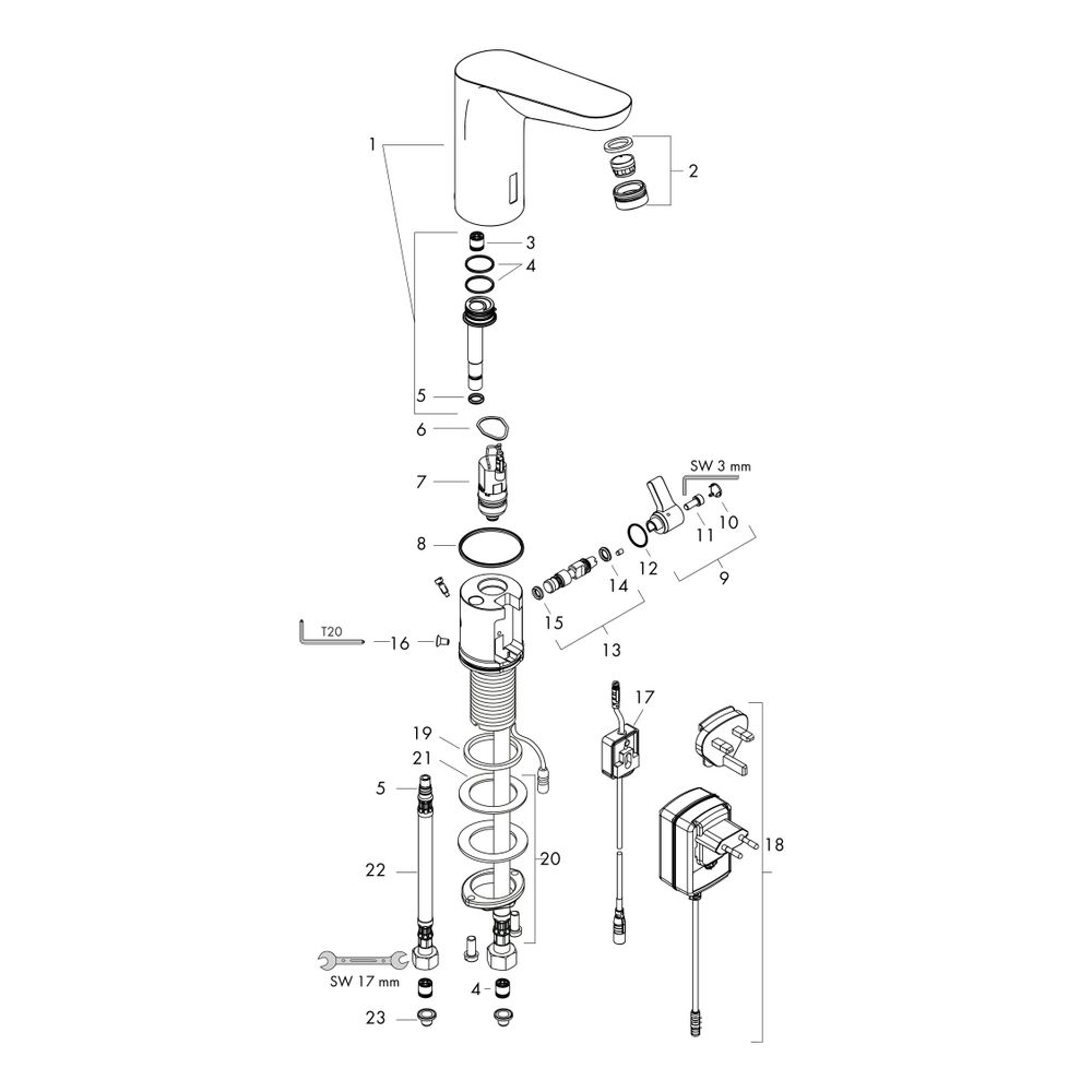 hansgrohe Focus Elektronik-Waschtischmischer 130mm 5l/min mit Mischung und Temperat... HANSGROHE-31173000 4011097679136 (Abb. 2)