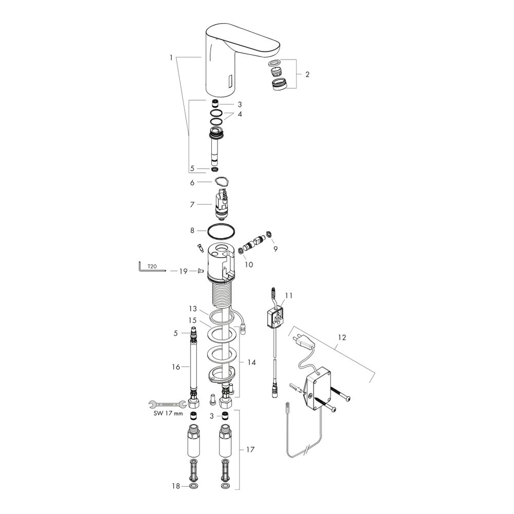 hansgrohe Focus Elektronik-Waschtischmischer 130mm 5l/min ohne Mischhebel mit Tempe... HANSGROHE-31174000 4011097679143 (Abb. 2)