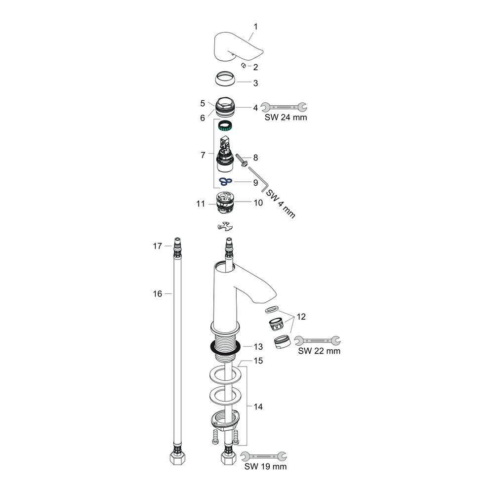 hansgrohe Metris Einhebel-Waschtischmischer 100mm 5l/min für Handwaschbecken ohne G... HANSGROHE-31186000 4011097710402 (Abb. 2)