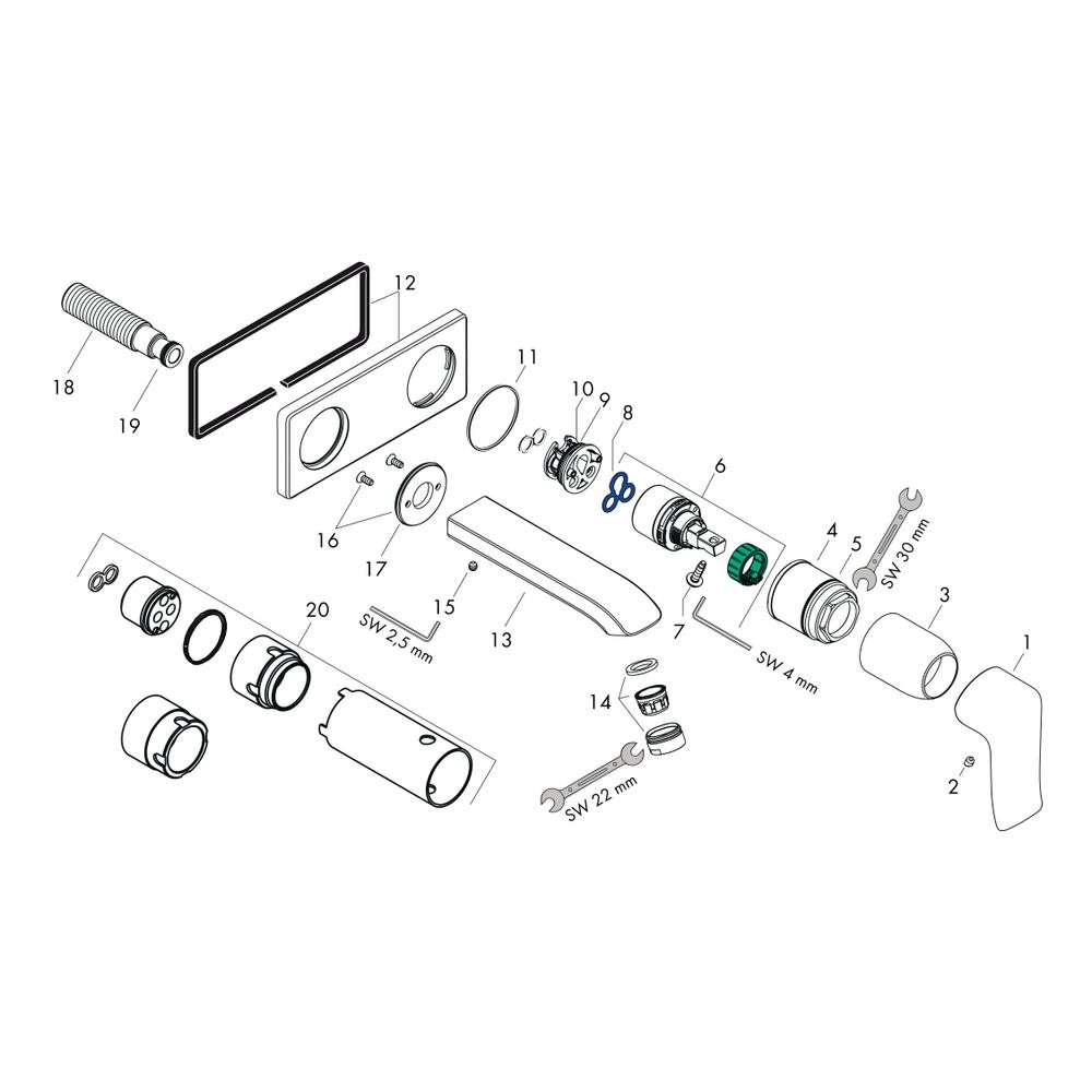 hansgrohe Metris Einhebel-Waschtischmischer Unterputz Chrom mit Auslauf 165mm für W... HANSGROHE-31251000 4011097718590 (Abb. 2)