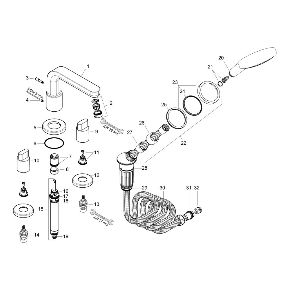 hansgrohe 4-Loch Wannenarmatur Metris S Fertigset chrom Wannenrandmontage... HANSGROHE-31446000 4011097641126 (Abb. 4)