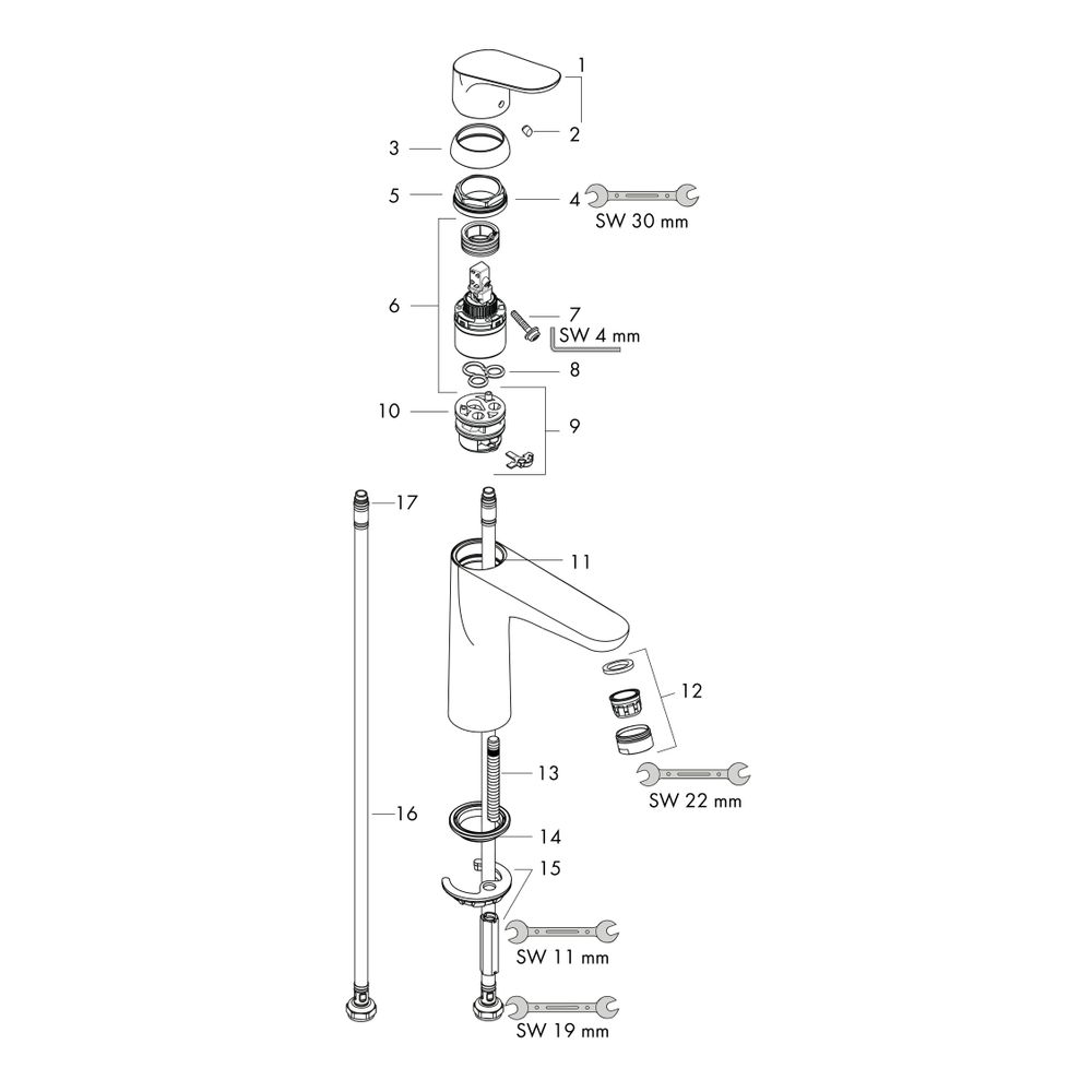 hansgrohe Focus Einhebel-Waschtischmischer 100mm 5l/min ohne Garnitur, Chrom... HANSGROHE-31517000 4011097679402 (Abb. 2)