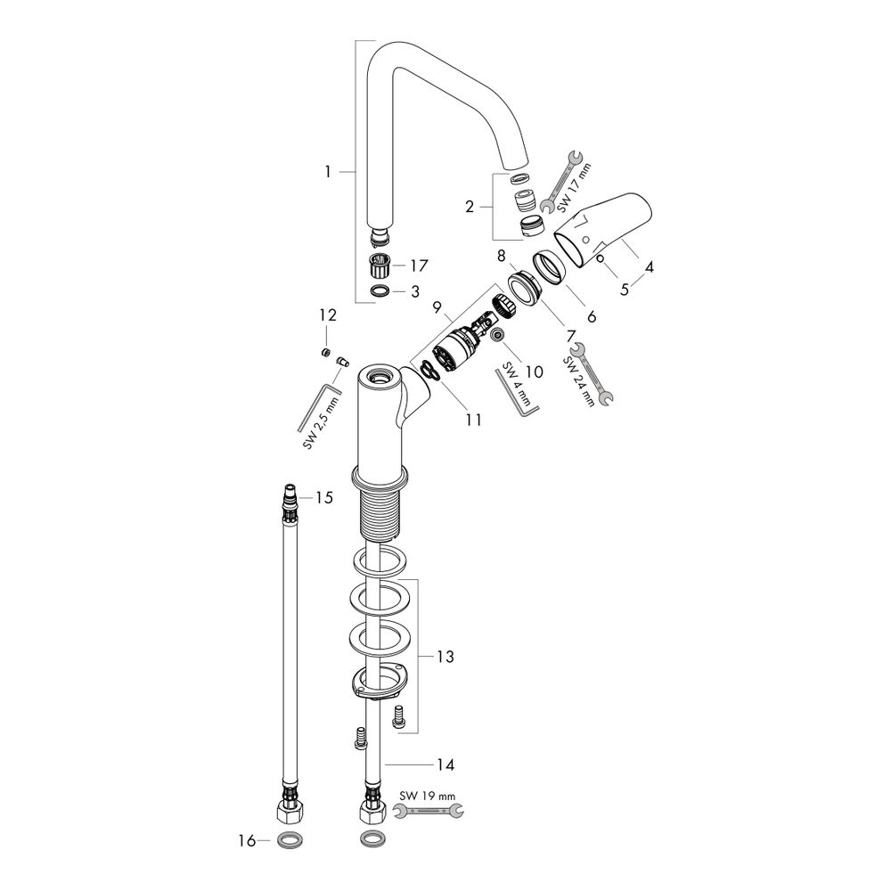 hansgrohe Focus Einhebel-Waschtischmischer 240mm 5l/min ohne Garnitur mit Schwenkau... HANSGROHE-31519000 4011097679426 (Abb. 2)