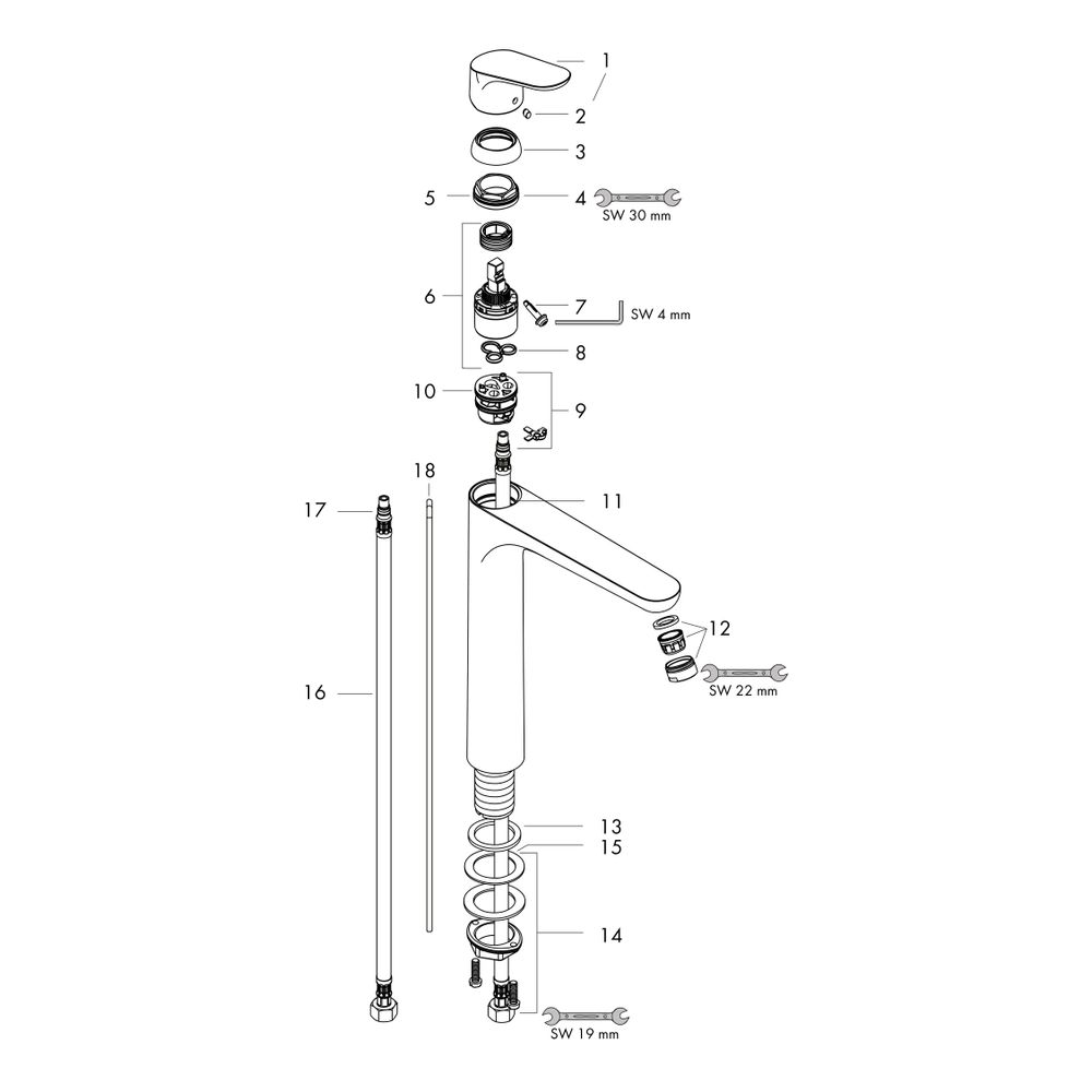 hansgrohe Focus Einhebel-Waschtischmischer 230mm 5l/min mit Zugstangen-Garnitur für... HANSGROHE-31531000 4011097795201 (Abb. 3)