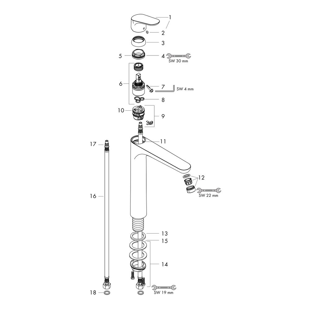 hansgrohe Focus Einhebel-Waschtischmischer 230mm 5l/min ohne Garnitur, Chrom... HANSGROHE-31532000 4011097795218 (Abb. 2)