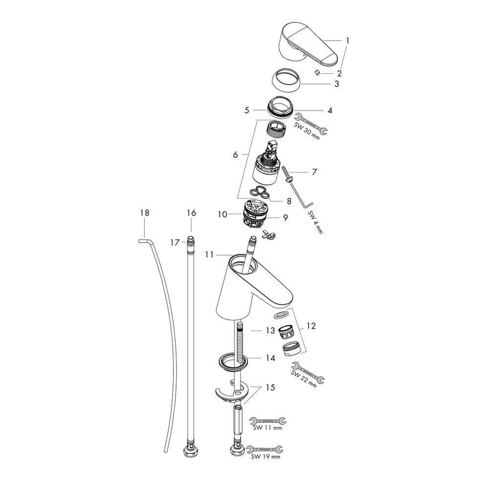 hansgrohe Focus Einhebel-Waschtischmischer 70mm 5l/min CoolStart mit Zugstangen-Gar... HANSGROHE-31539000 4011097734026 (Abb. 2)