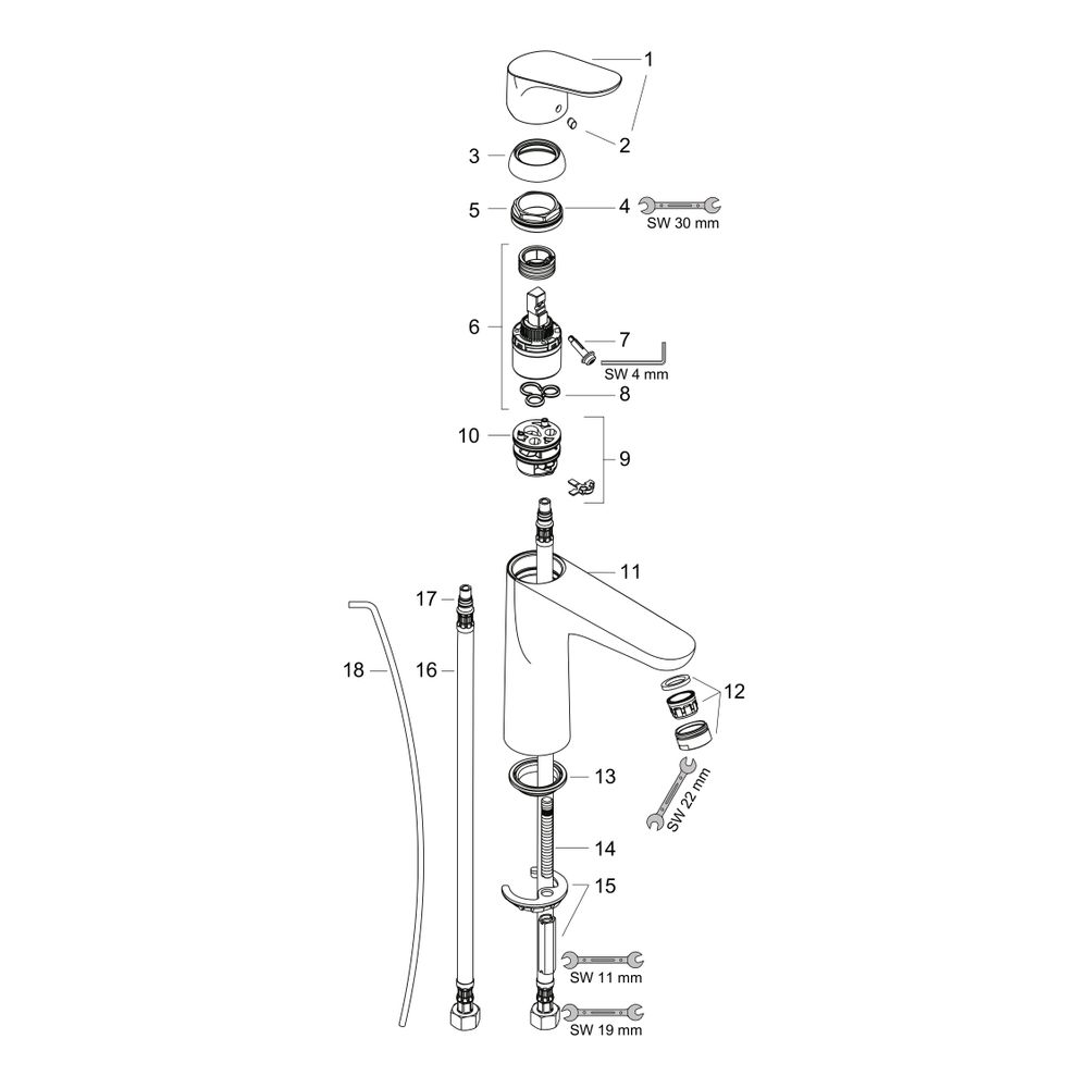 hansgrohe Focus Einhebel-Waschtischmischer 100mm, LowFlow 3,5l/min mit Zugstangen-G... HANSGROHE-31603000 4011097719306 (Abb. 2)
